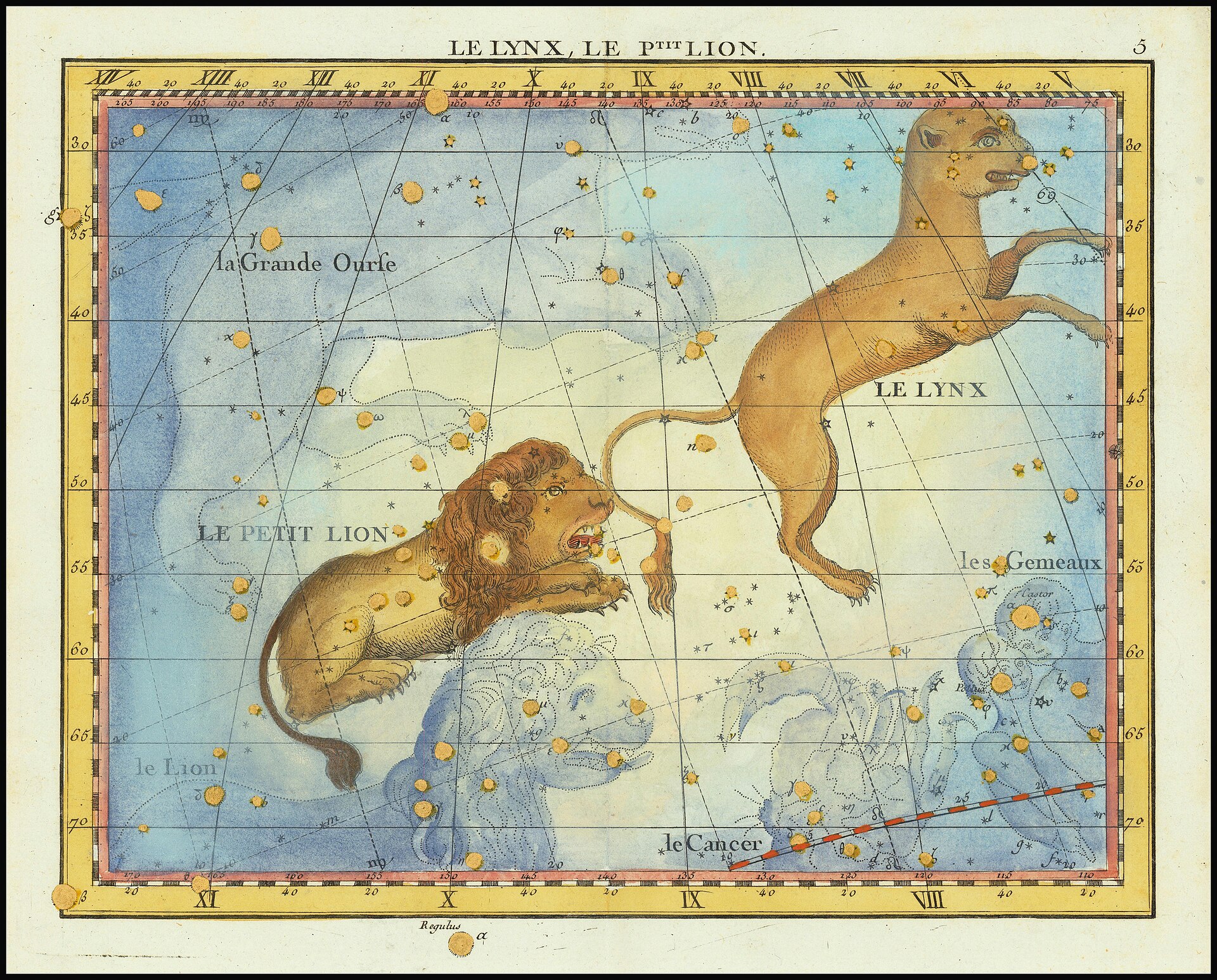 A star chart plotting constellations